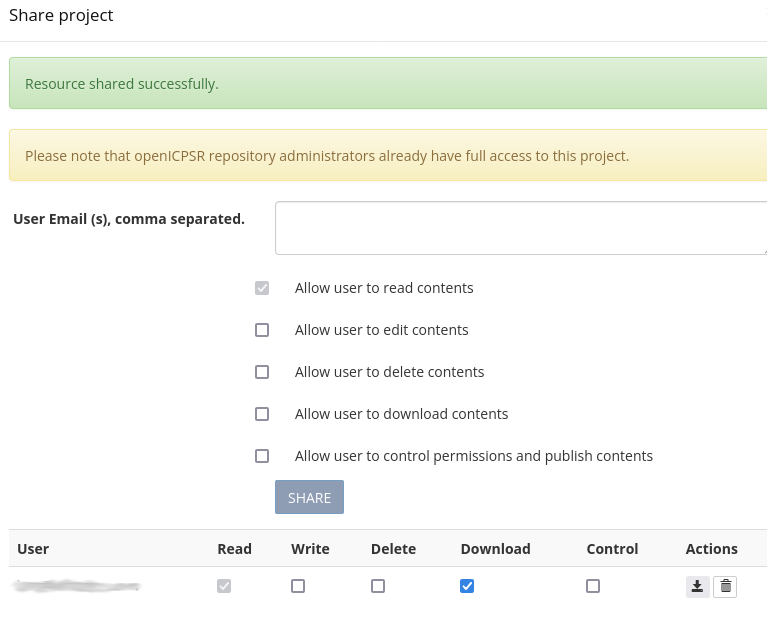 Permissions view